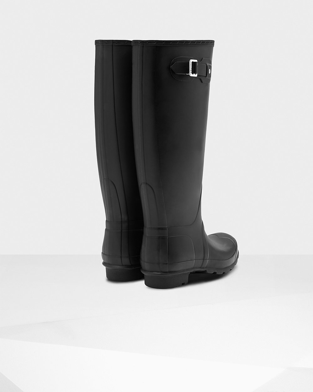 Womens Wide Fit Rain Boots - Hunter Original Tall Leg (83KNZMJDQ) - Black